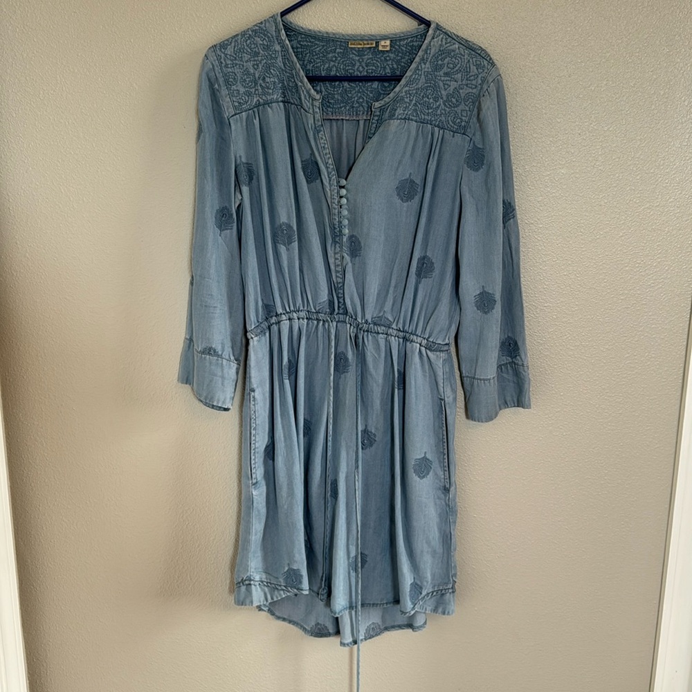 Anthropologie light blue tencel dress, 39” length, 18.5” across underarm
